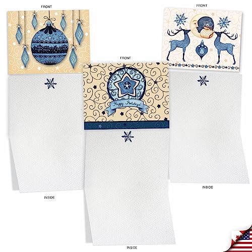 Image of The Best Card Company - 10 Blank Merry Christmas Note Cards (4 x 5.12 Inch) - Boxed Holiday Notecards with Envelopes - Blue Christmas M6700XSB