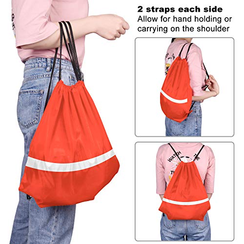 Image of KUUQA 22 Pcs Drawstring Backpack Bag Bulk Reflective Backpack String Bags Cinch Sack Backpack for Team Yoga Sport Gym Traveling (11 Colors)
