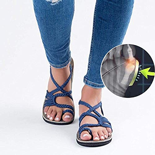 Sandalias de corrección de dedo gordo para mujer con soporte para el arco Sandalias ortopédicas de juanete ortopédica para pies Chanclas de moda Zapatillas Zapatillas Vendaje Zapato plano,B,43 Cover