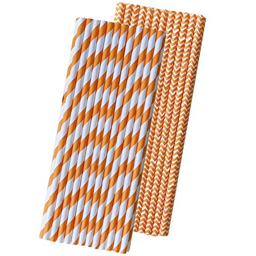 Pitillos de papel naranja y blanco 7.75 pulg 50 pack
