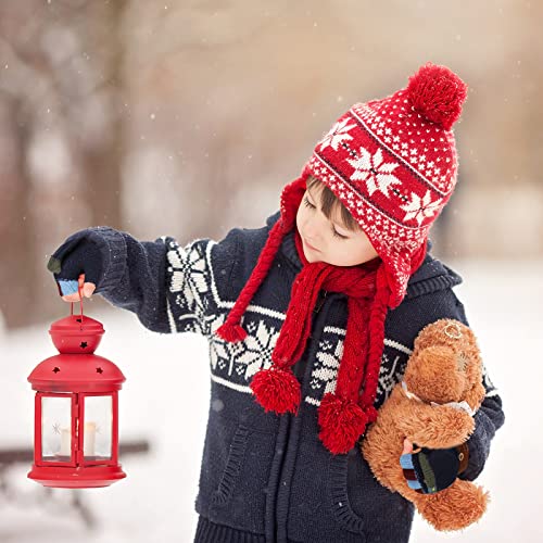 6 Pairs Kids Convertible Knitted Fingerless Gloves Kids Winter Warm Gloves with Mitten Cover Gloves for Children Kids Girls Boys Aged 6-102