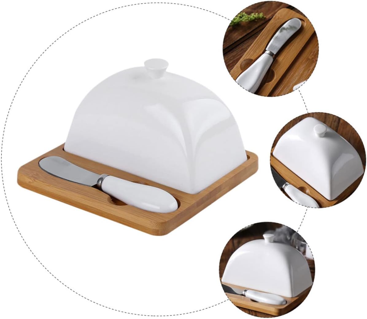 Ceramic Butter Dish with Lid Thickened Porcelain Butter Keeper for Household Tableware Semi-handmade Design with Air Freshness-preserving Cover for Birthday Parties and