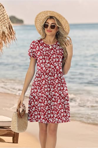 Image of HiMONE Summer Dresses for Women 2025 Vacation Sundresses Ruffle Sleeve Boat Neck with Pockets A Line Casual Dress XS-2XL