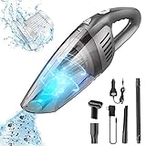  Vecoor Handstaubsauger,8000PA leistungsstarker Staubsauger,2800mAh Akku Bürststaubsauger 120W,1000ml Staubbehälter,Nass/Trocken,Handstaubsauger Kabellos für Auto/Haus,Waschbarer Filter (schwarz)