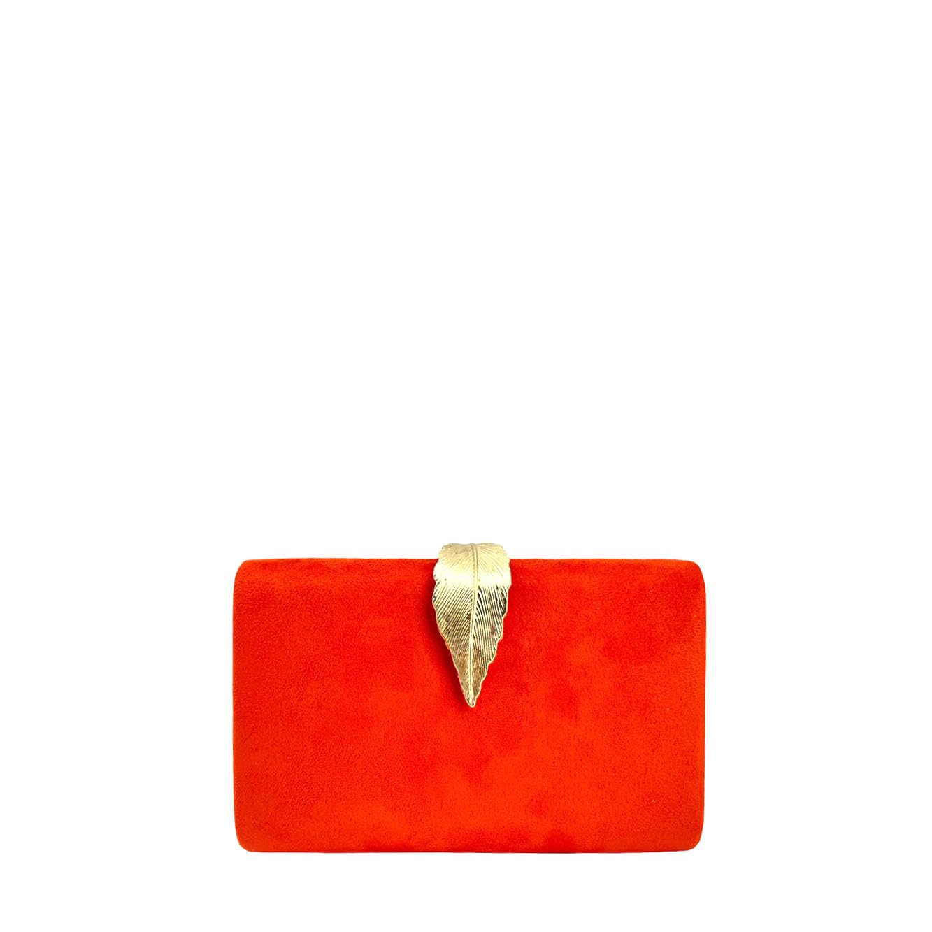 MODELISA Bolso Clutch Cartera De Mano Hoja Cadena Hombro Fiesta Noche Boda Evento Novia Mujer (Naranja)