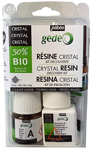 PEBEO Clear Liquid Discovery Set-High Shine, Glossy Finish, Eco-Friendly Formula, for Casting Moulds, Table Tops, Crafting Supplies, 45 ml, Gedeo Bio Glazing Resin, Transparent