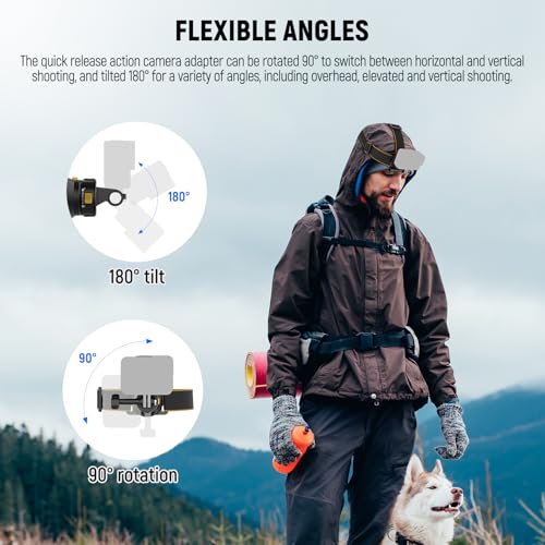 Image of NEEWER Head Strap Mount for Action Camera, Magnetic Quick Release Head Mounted Head Belt Mount Compatible with GoPro Hero 12 11 10 9 8 DJI Osmo Insta360 for POV Video Vlog Live, GP20