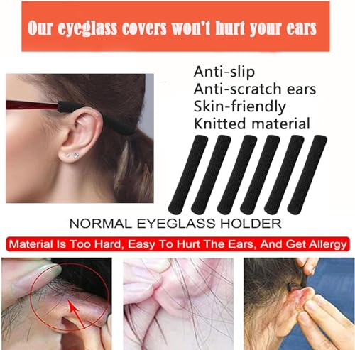 Image of UpinFun Glasses Ear Cushion, Eyeglasses Temple Tips Sleeve Protectors, Eyeglass Ears Behind Guards Ends Arm Covers
