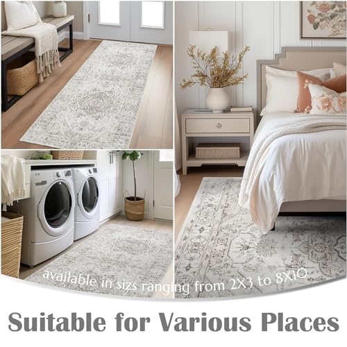 Jinchan JCRGHARRIS-2X5-B1 Runner Rug 2X5 Hallway Rug Washable Rug Medallion Floral Rug Kitchen Runner Rug Accent Rug Vintage Rug Retro Non Slip Thin Carpet Soft Rug thumb #3
