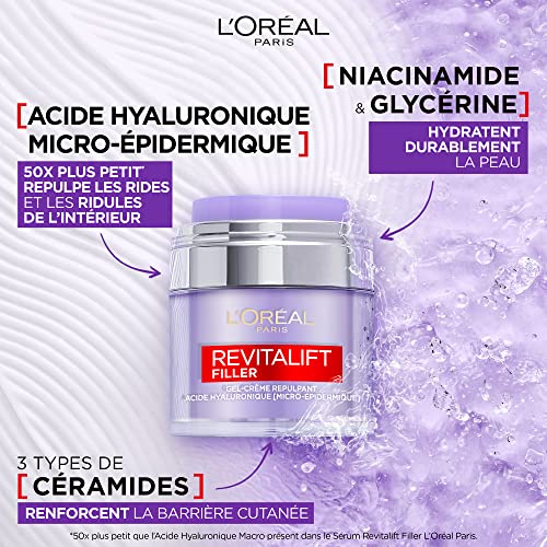 Soin Visage Gel Crème Repulpant Acide Hyaluronique Revitalift Filler 'oreal Paris Le Pot De 50ml - vue 6