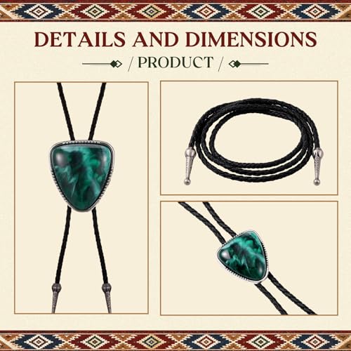 Image of 10 Pcs Bolo Tie for Men Women Western Cowboy Accessories Leather Necktie with Tiger Eye Stone Costume Accessories