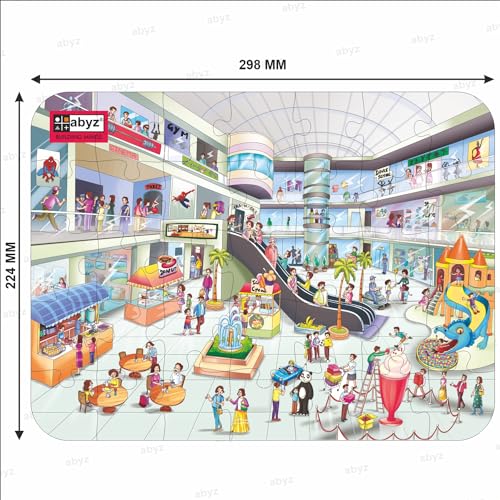 Image of ABYZ Wooden Jigsaw MALL Puzzles 35pcs for Kids of Age 4-6 Years