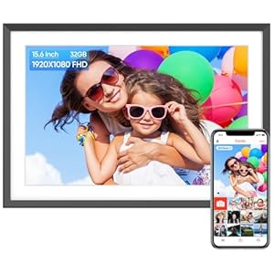 ARZOPA Digital Photo Frame WiFi 15.6 Inch 1920×1080 32GB Full HD IPS Touch Screen Frameo Digital Picture Frames Auto Rotate Electronic Photo Frame Share Photos Videos Music Alarm