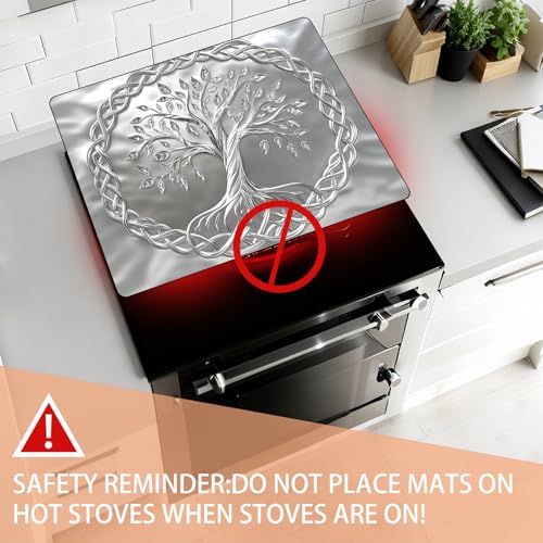 Image of Anti-Slip Electric Stove Top Cover, Foldable Heat-Resistant Glass Stove Top Cover Protector, Multi-Scenario Use Dish Drying Mat 30 inchx21 inch
