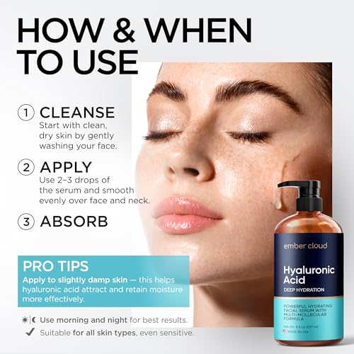 Image of Hyaluronic Acid Serum for Face, Neck & Lips Low Molecular 8 Oz