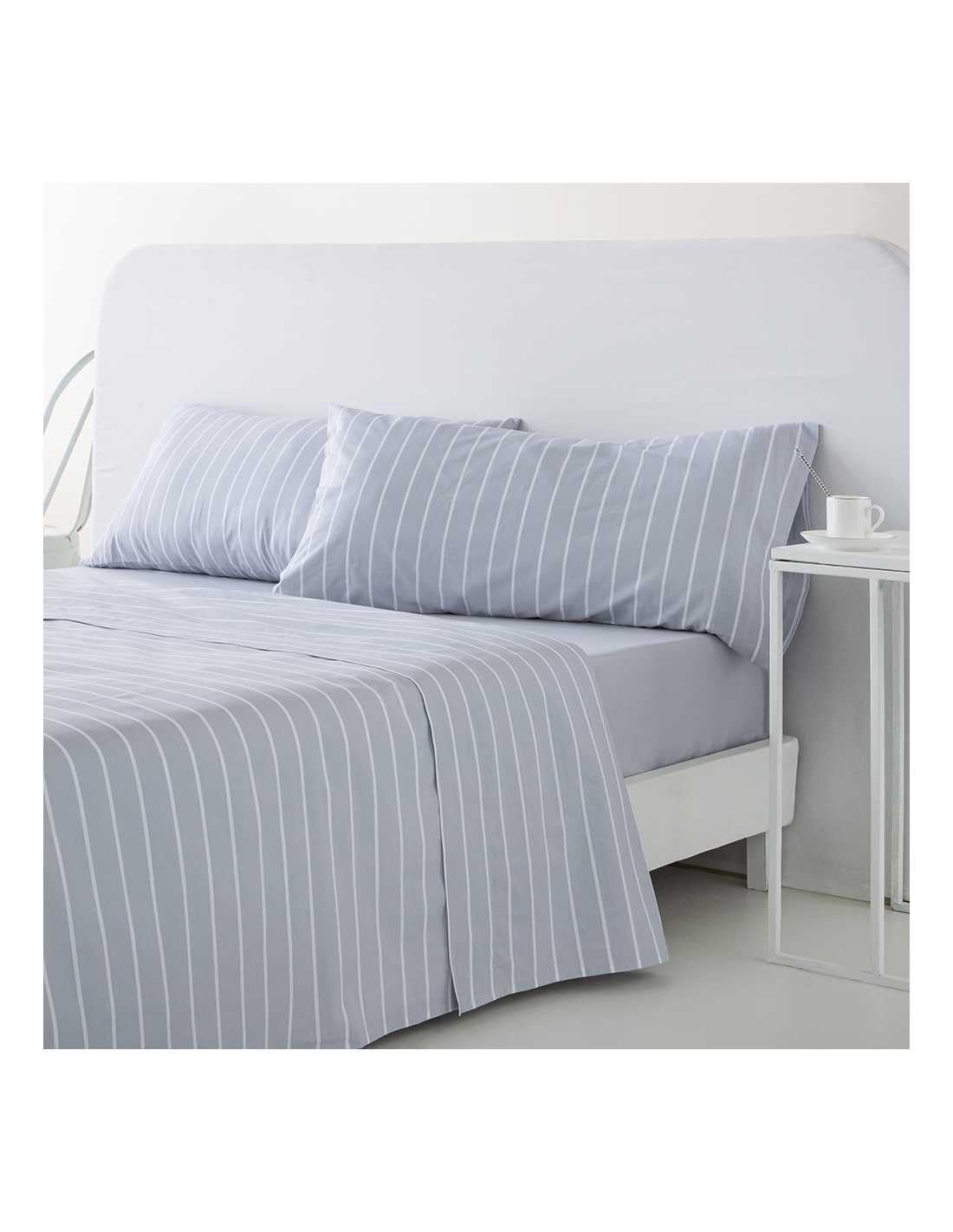 COTTON ARTean Juego de sábanas Cama 150 ALGODÓN 144 Hilos Bayas Gris | Incluye 4 piezas: encimera, bajera ajustable, 2 fundas de almohada. Certificado OEKO-TEX