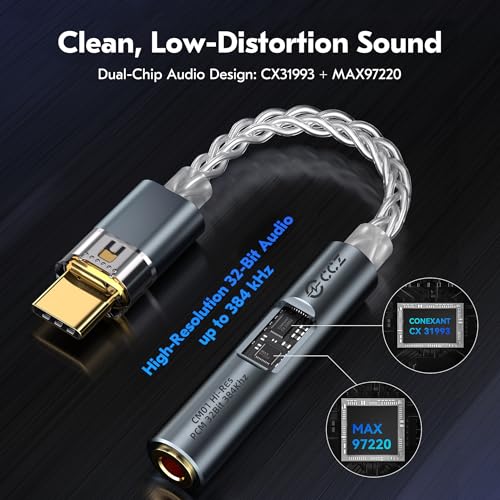 Image of 2026 USB C DAC Audio Adapter with Headphone Amplifier, USB C to 3.5mm Audio Adapter for Wired Headphones, Hi-Res Type C DAC Compatible with iPhone 15, Android, Laptop & Tablet