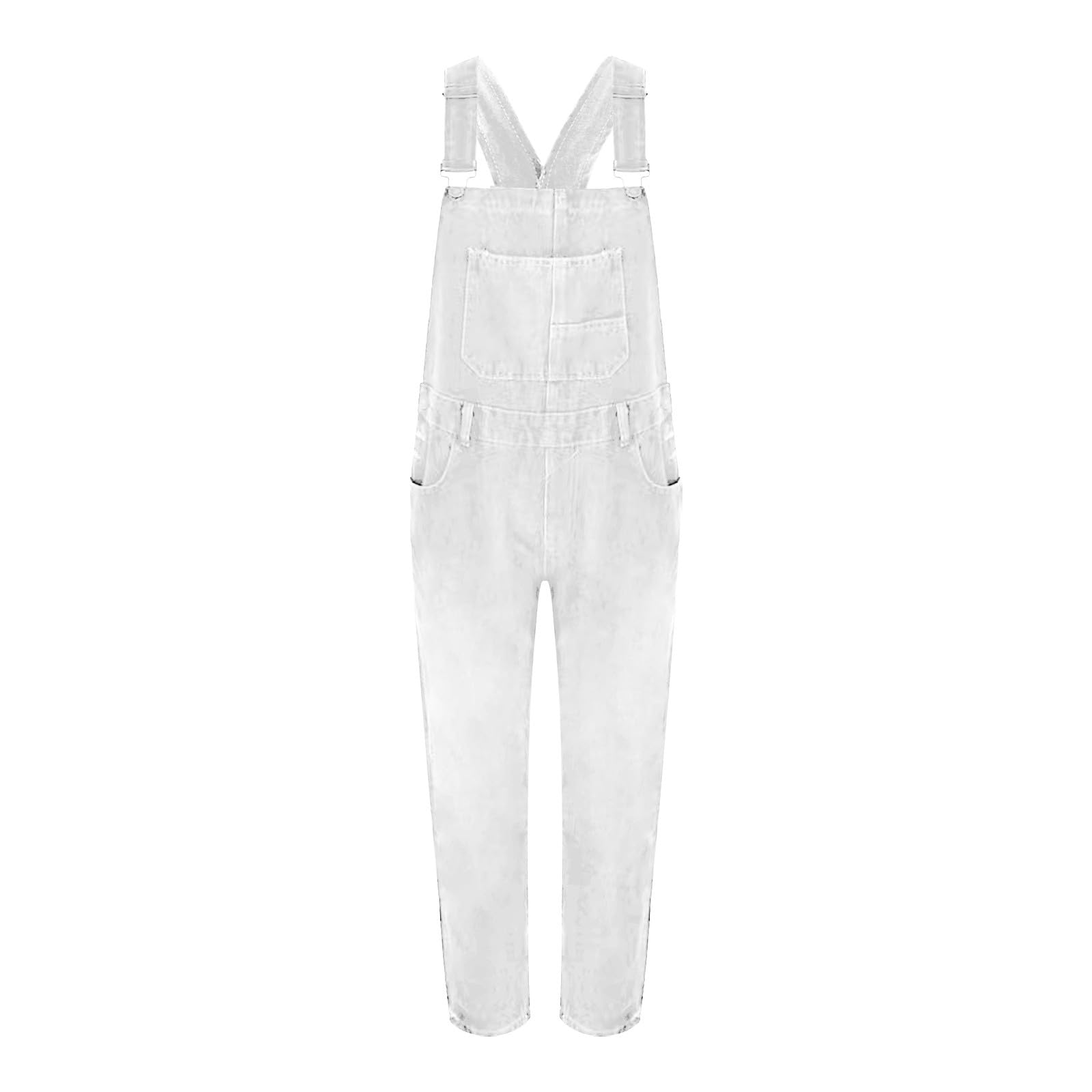 Tuta casual da donna in denim, vestibilità ampia, con spalline regolabili, salopette jeans affusolate con tasche, classica e ampia, con pettorina elasticizzata