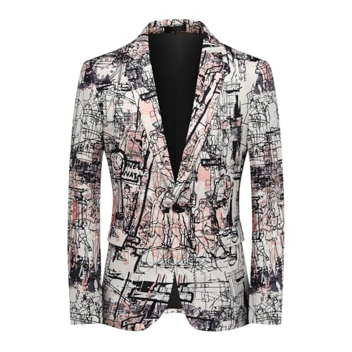Cloudstyle Mens 2 Piece Floral Dress Suit Pattern Print Party Prom Tuxedo Suit Jacket Pants Set2
