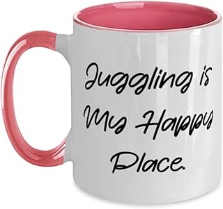 Unique Idea Juggling, Juggling is My Happy Place, Juggling Two Tone 11oz Mug From