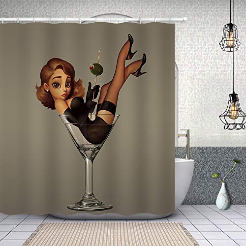 Sddser Sexy Shower Curtain Sexy Girl In Martini Glass Decorative Shower Curtains For Bathroom Washable Fabric With Hooks Ylhxsd290-72 #TOP17