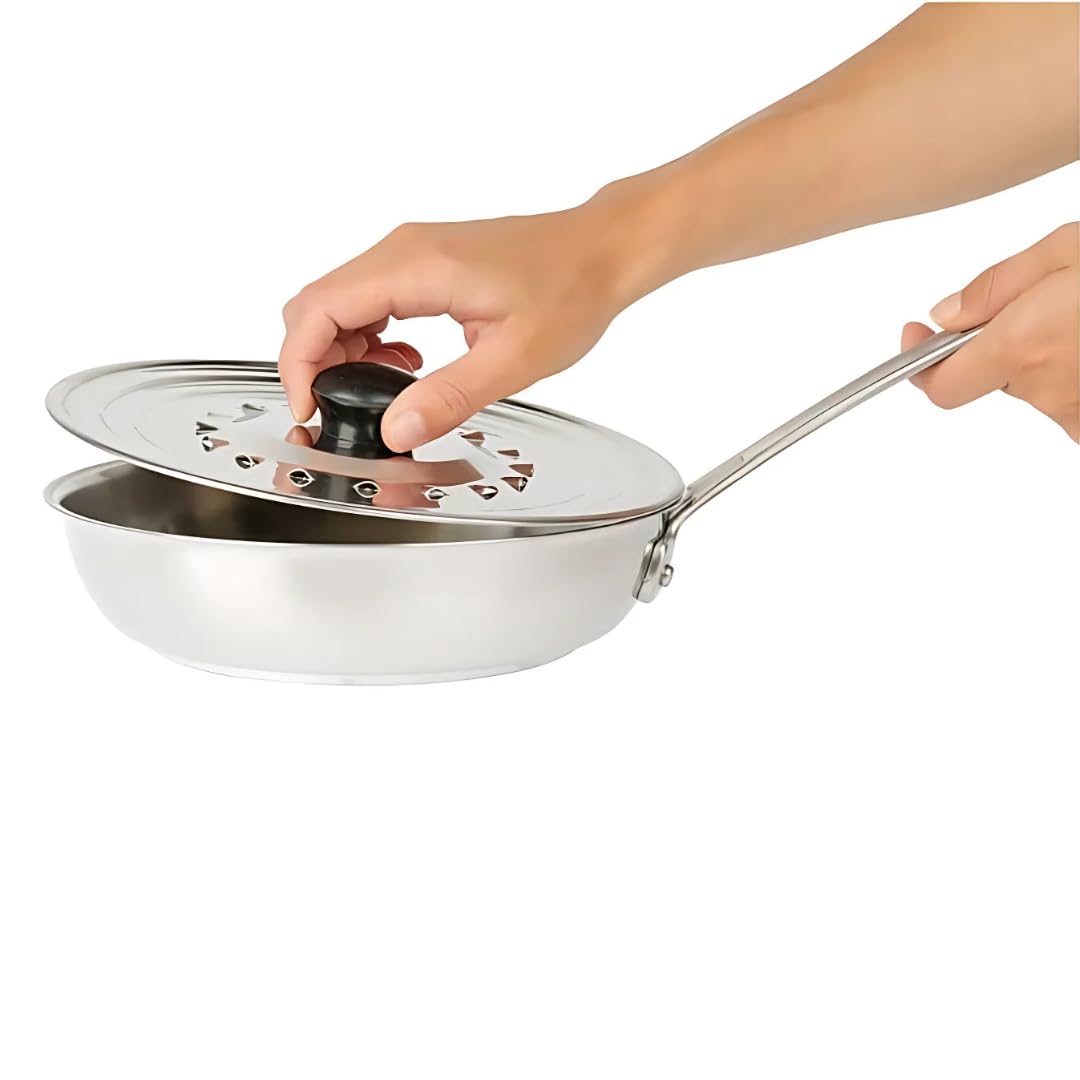 Couvercle de Cuisine en Acier Inoxydable 16-24 cm Anti Projection avec Poignée Ergonomique Argenté