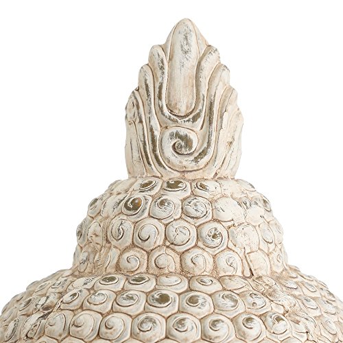 Statue de Bouddha en céramique beige décoration orientale Soleil Levant