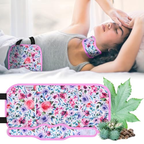 Image of Reusable Castor Oil Pack Wrap for Liver Detox, Castor Oil Wrap for Stomach Less Mess, Elastic Strap Machine Washable Anti Oil Leak 2pcs，Flower