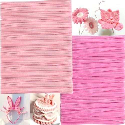 BVMGTT Pink Pipe Cleaners (200 Pack) - 2 Color Assortment Extra Durable & Bendable Bulk for Crafts | DIY Flowers Valentines Gifts Party Decorations