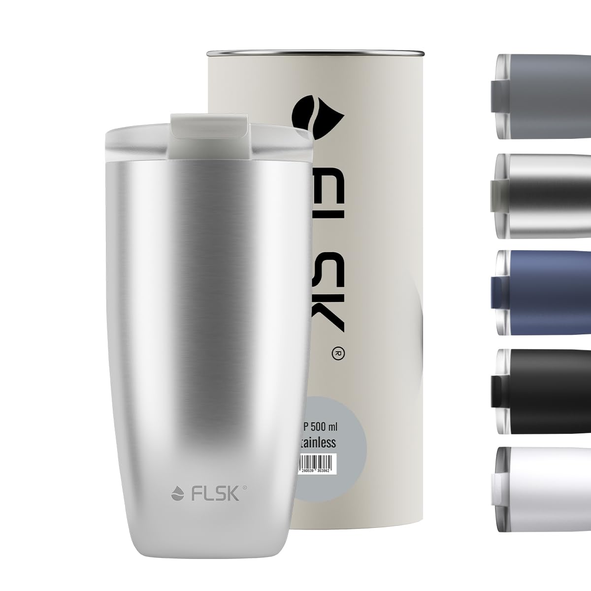 FLSK Tumbler I Taza de café premium de acero inoxidable, 100% a prueba de fugas y doble pared, la taza térmica mantiene las bebidas calientes durante 3 horas I Ganador del Premio de la Marca Alemán