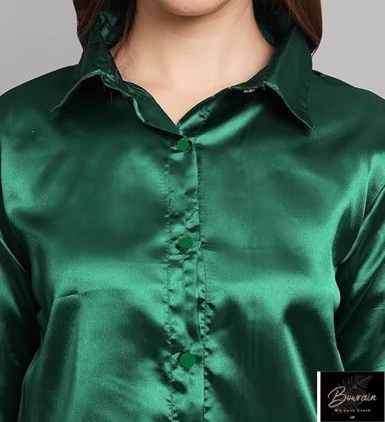 Image of Bowrain Women's Full Sleeves Satin Shirt
