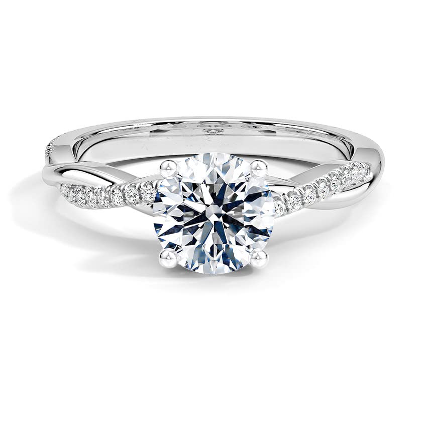 Blocaci Engagement Ring 1 Carat Center Twisting Infinity Pave Set Moissanite Engagement Rings for Women 14k White Gold