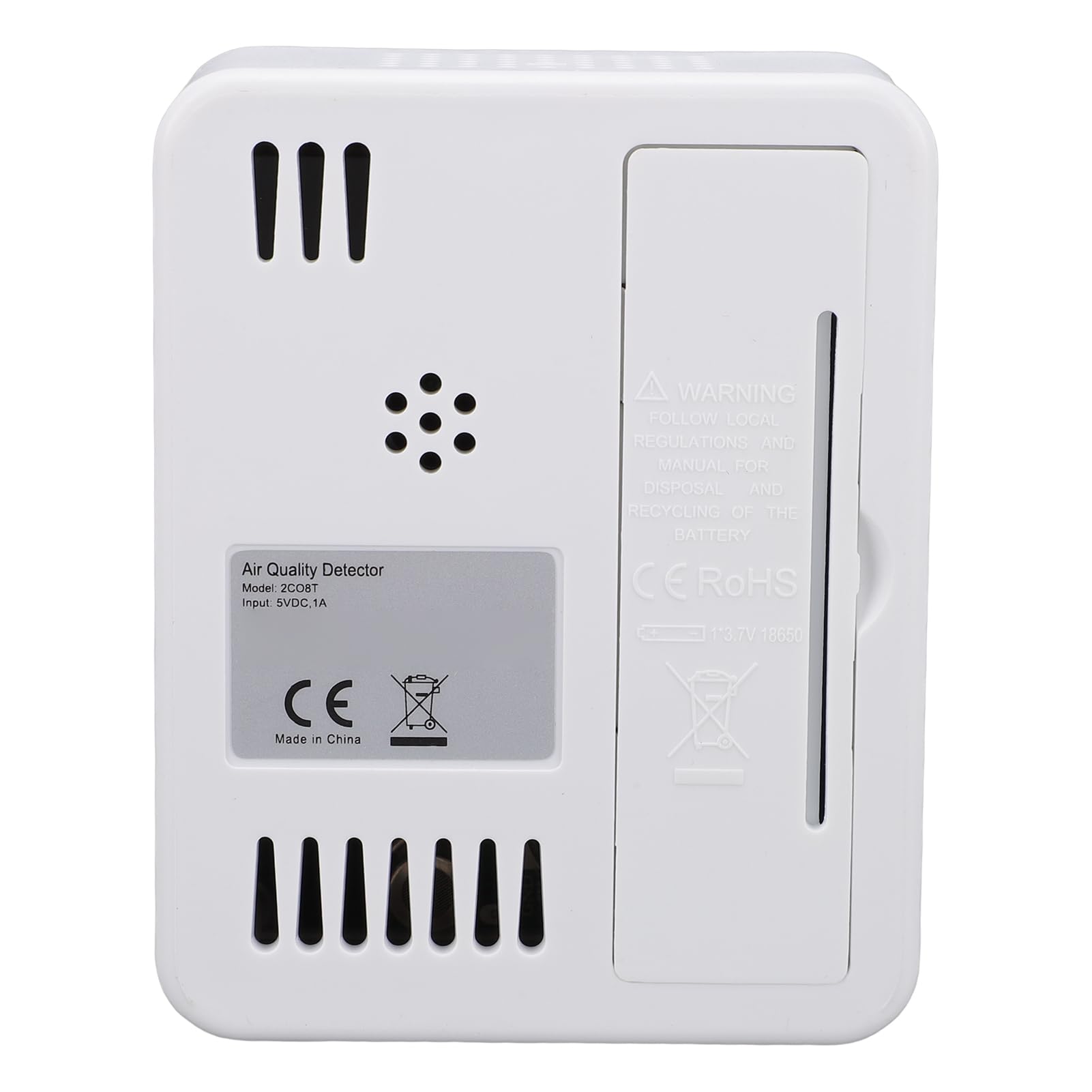 Monitor de calidad del aire 8 en 1 para el hogar, detector interior de CO2 HCHO TVOC PM2.5 PM10 (Blanca 2CO8T)