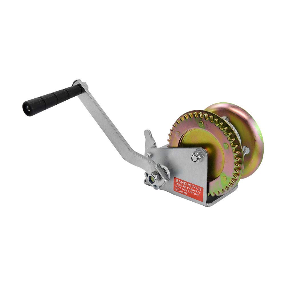 DBM IMPORTS 1200 Lbs Galvanized Steel 26ft Cable Drop Forged Gear Hand Winch Hand Crank ATV Trailer Boat