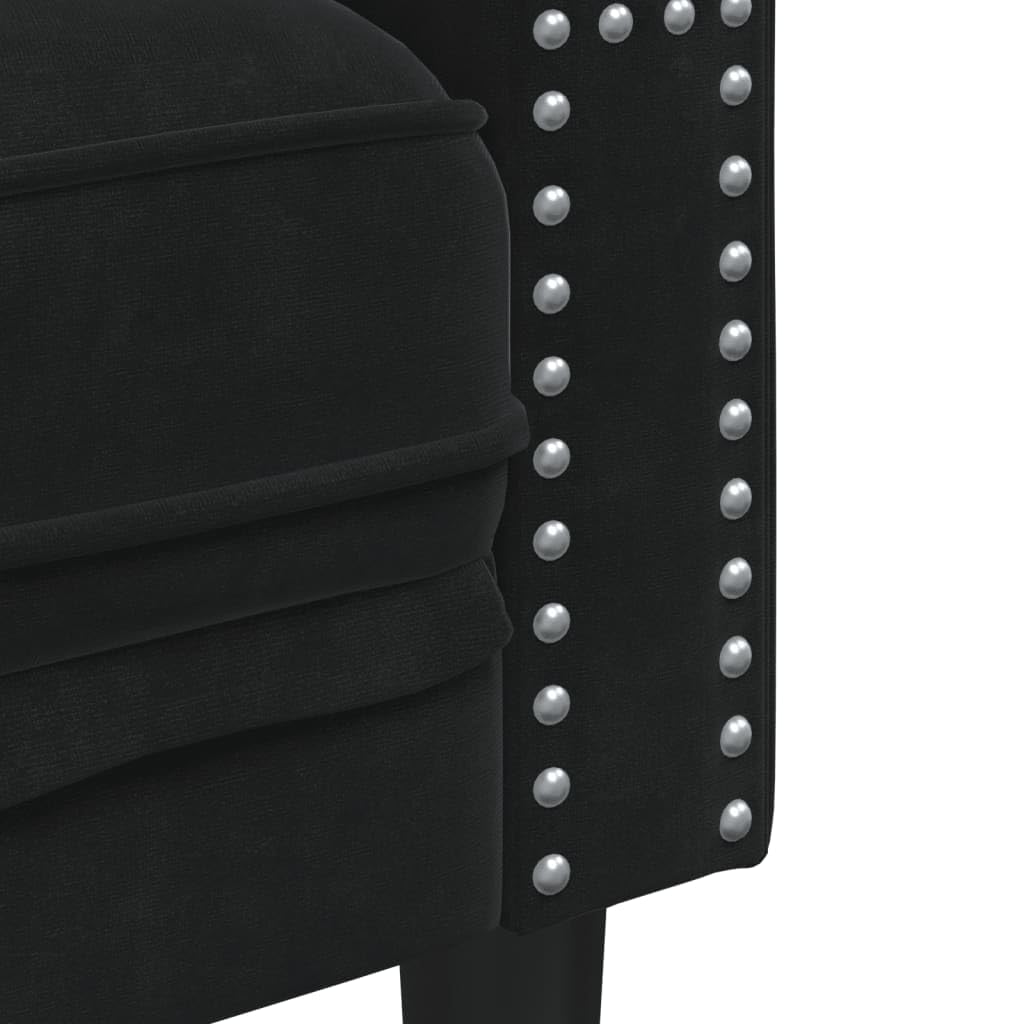 vidaXL Divano Chesterfield con Rinforzi 3 Posti Nero in Velluto