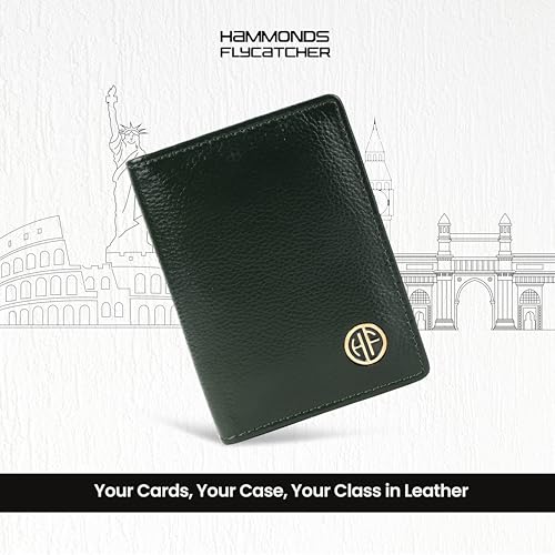 HAMMONDS FLYCATCHER Genuine Leather Card Holder Wallet for Man & Women, RFID Protected ATM/Credit Card Holder Wallet for Men with 4 Slots(Fits Upto 8 Cards), Gift for Men - Green 2