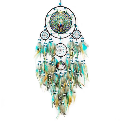 Large Dream Catchers,Dream Catchers for Adults,Dream Catcher Wall Hangings,Peacock Suncatcher,Stained Ornament,Gifts for Women,Lovers,Couple,Friend,Bestie
