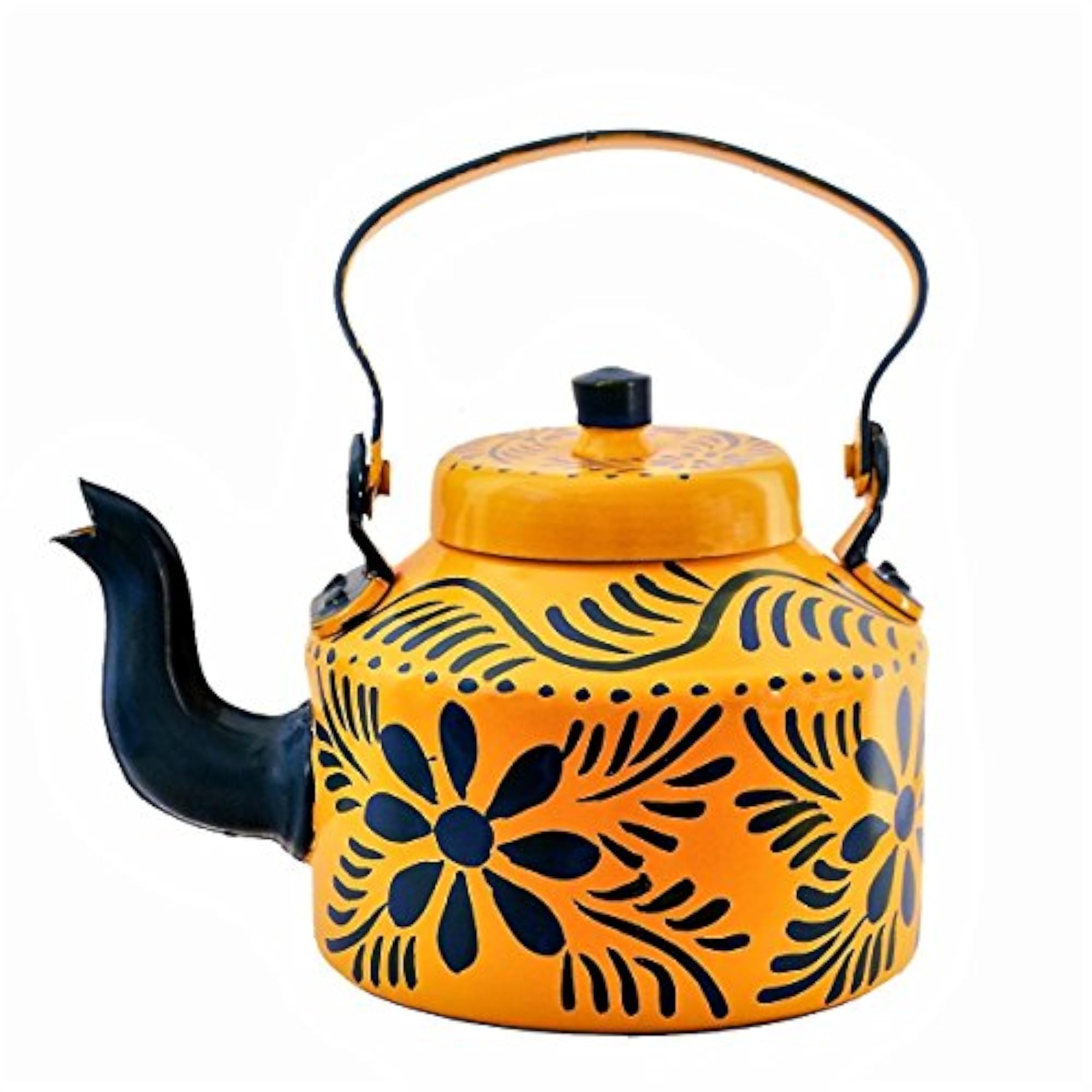 Aluminium Handpainted Kettle Teapot, Indian Souvenir Gift