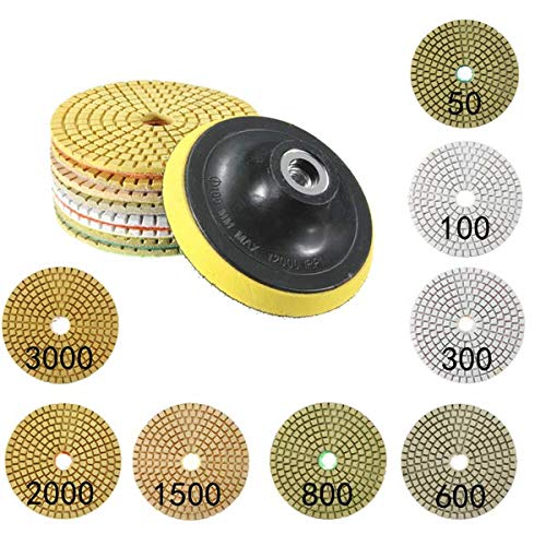 RanDal 9Pcs 4 Pulgadas 50-3000 Grano Diamante Pulido Almohadillas De Ajuste Con La Herramienta De Pulido De Disco Autoadhesivo