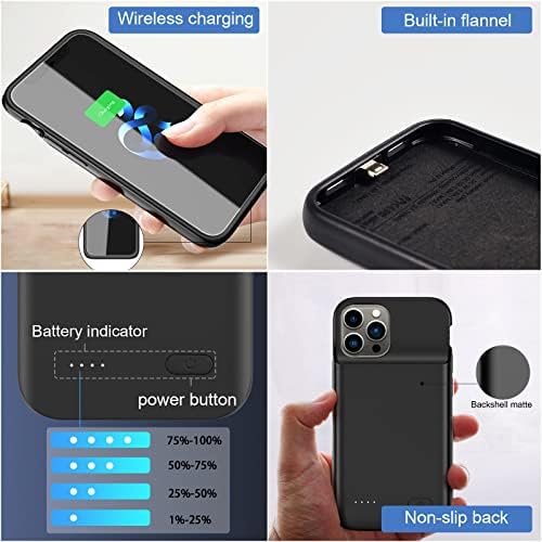 Vibbang Battery Case Compatible With iPhone 12/12 Pro, 4800mAh Ultra Slim Rechargeable Extended Charging Case for iPhone 12/12 Pro Portable Backup Power Bank Protective Charger Case, 6.1 inch