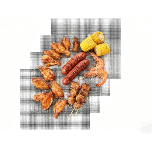 Grillmatten Set 42 * 36cm, 4 Stück Gitter Grillplatte, Teflon Grillmatte antihaft in Schwarz für...