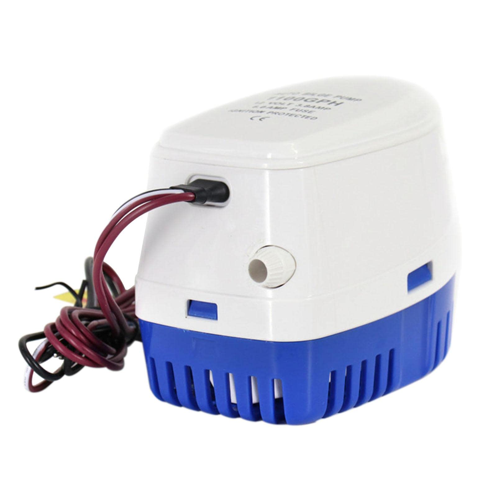 Skkwjege White+Blue Automatic Submersible Yacht Bilge Water Pump Auto & Float Switch 24V 1100Gph