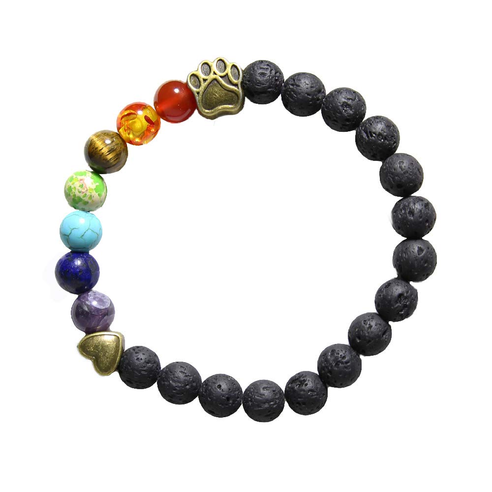 Rainbow Bridge Pet Memorial Gift Lava Bead Bracelet in Memory of Dogs Cats