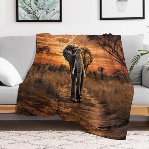 Manta de franela con diseño de elefante grande cálida para sofá 3