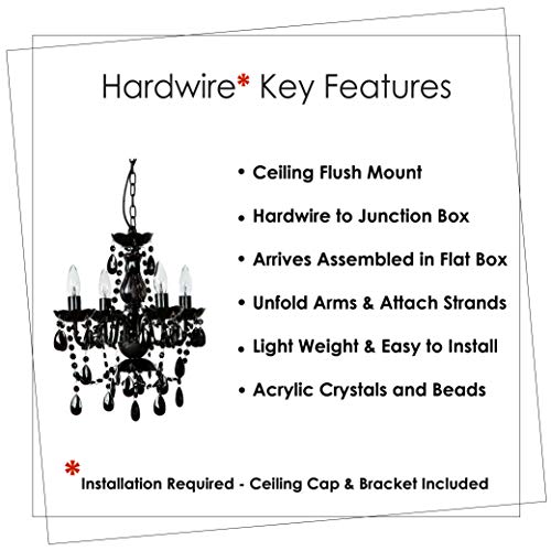 Image of The Original Gypsy 4-Light Flush Mount Crystal Chandelier, Black