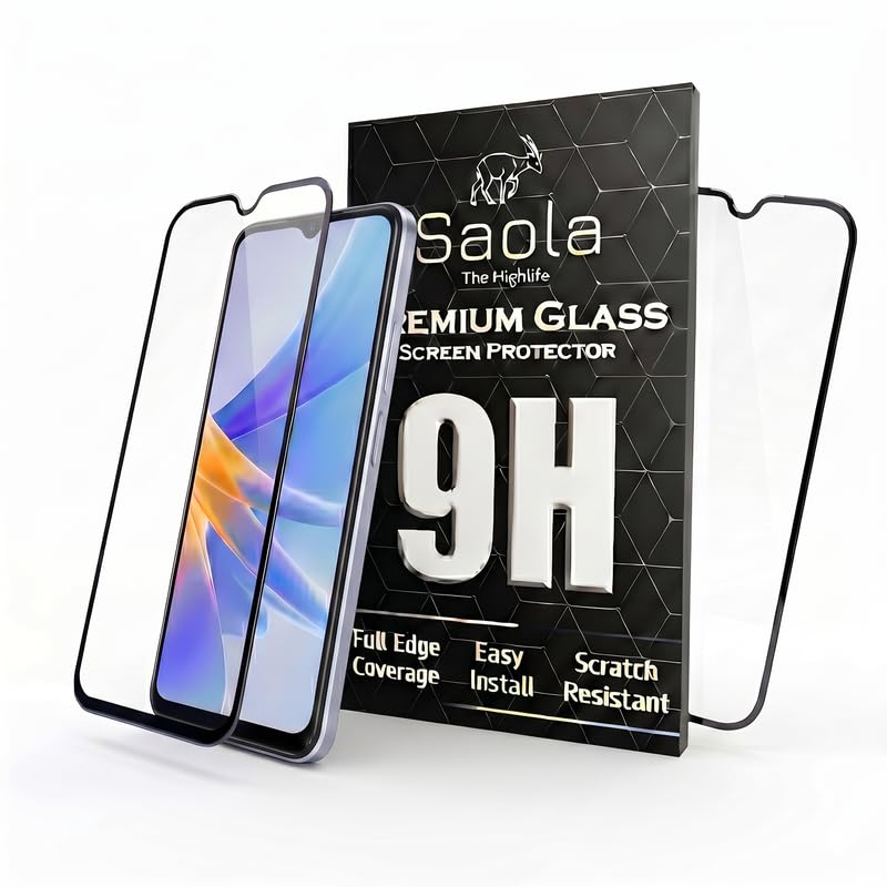 Image of Saola HD+ Oleophobic Tempered Glass Screen Protector For Vivo Y32 (Pack Of 2) with Free Installation Kit. Full screen Coverage - 6.51 inch