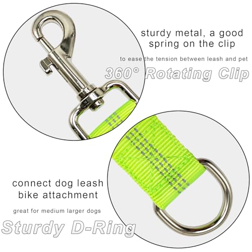 SEPXUFORE Bungee Dog Leash Extender, 18 Inch Nylon Elastic Extension Shock Absorbing, Works with Any Leash, Multifunctional Dog Lead for Medium Large Dogs Walking Training Running (Green)
