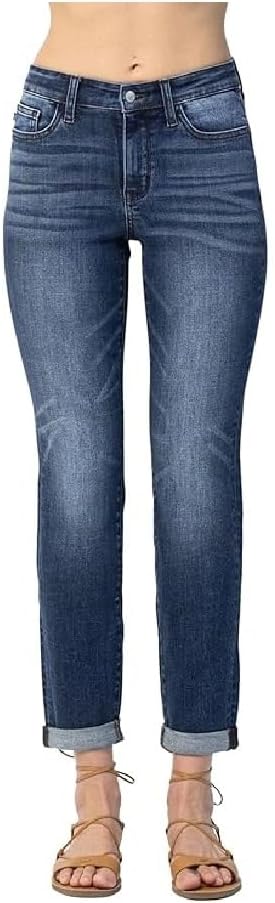 Judy Blue Basic Cuffed Slim Fit Basic Cuffed Jeans (Style: 82428)