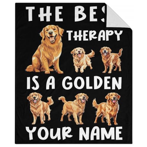 Custom Golden Retriever Blanket for Teen - 50x60 Inches Throw Size - Soft Fluffy Cozy Blankets Gift - Black Funny Blanket for Living Room Decorative