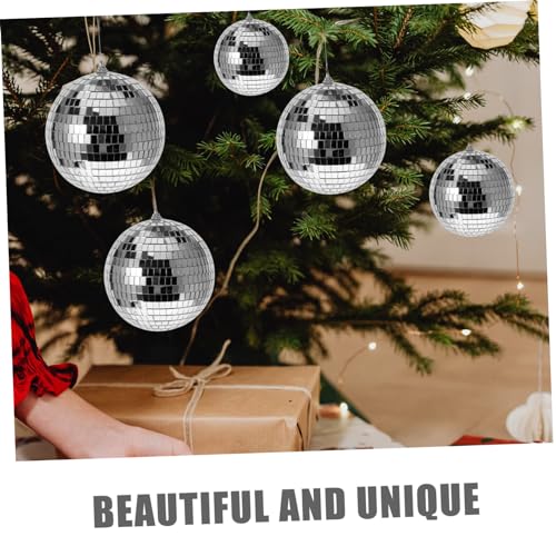 ibasenice - 4 bolas espejadas para decoración de fiestas y bodas, reflectantes y brillantes, para colgar en árbol de Navidad miniatura 6